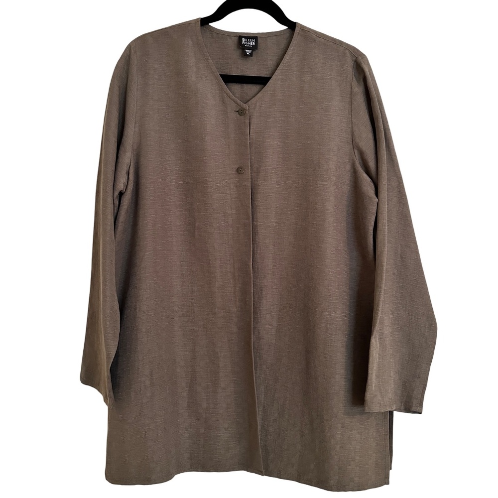 Eileen Fisher Silk/Linen Jacket Size Petite Large